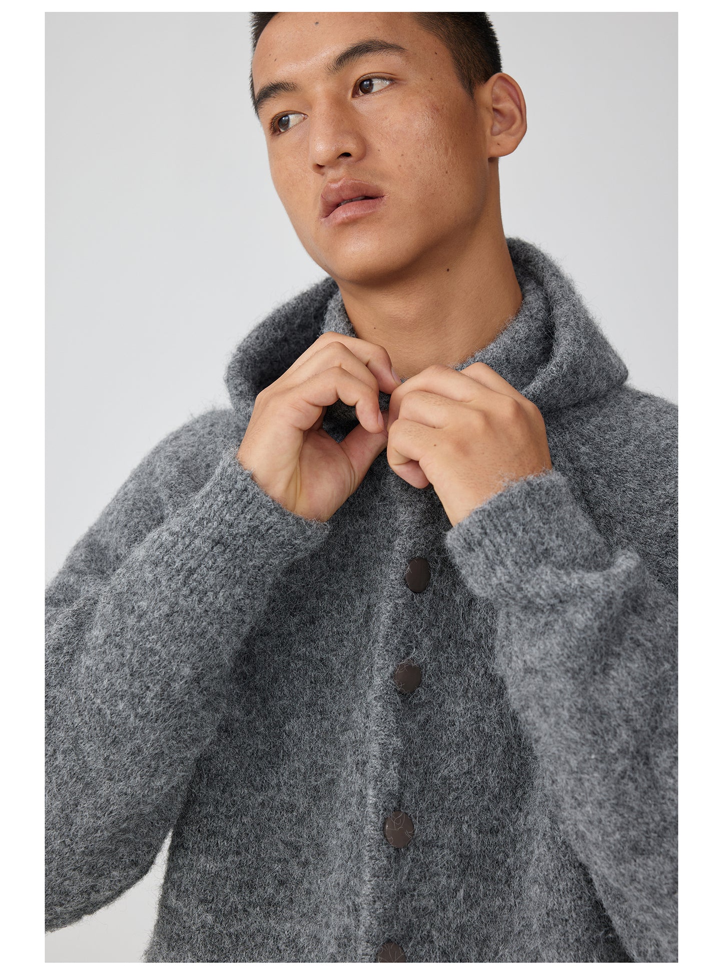 Mohair Hooded Cardigan