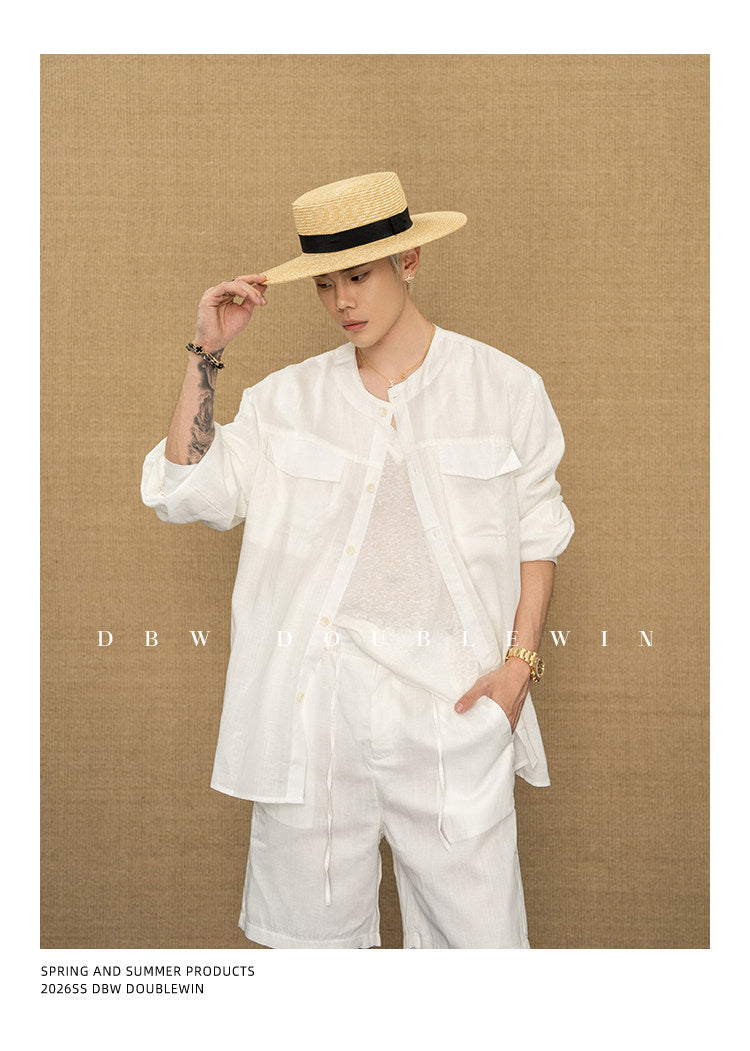 Linen-Blend Shirt Set