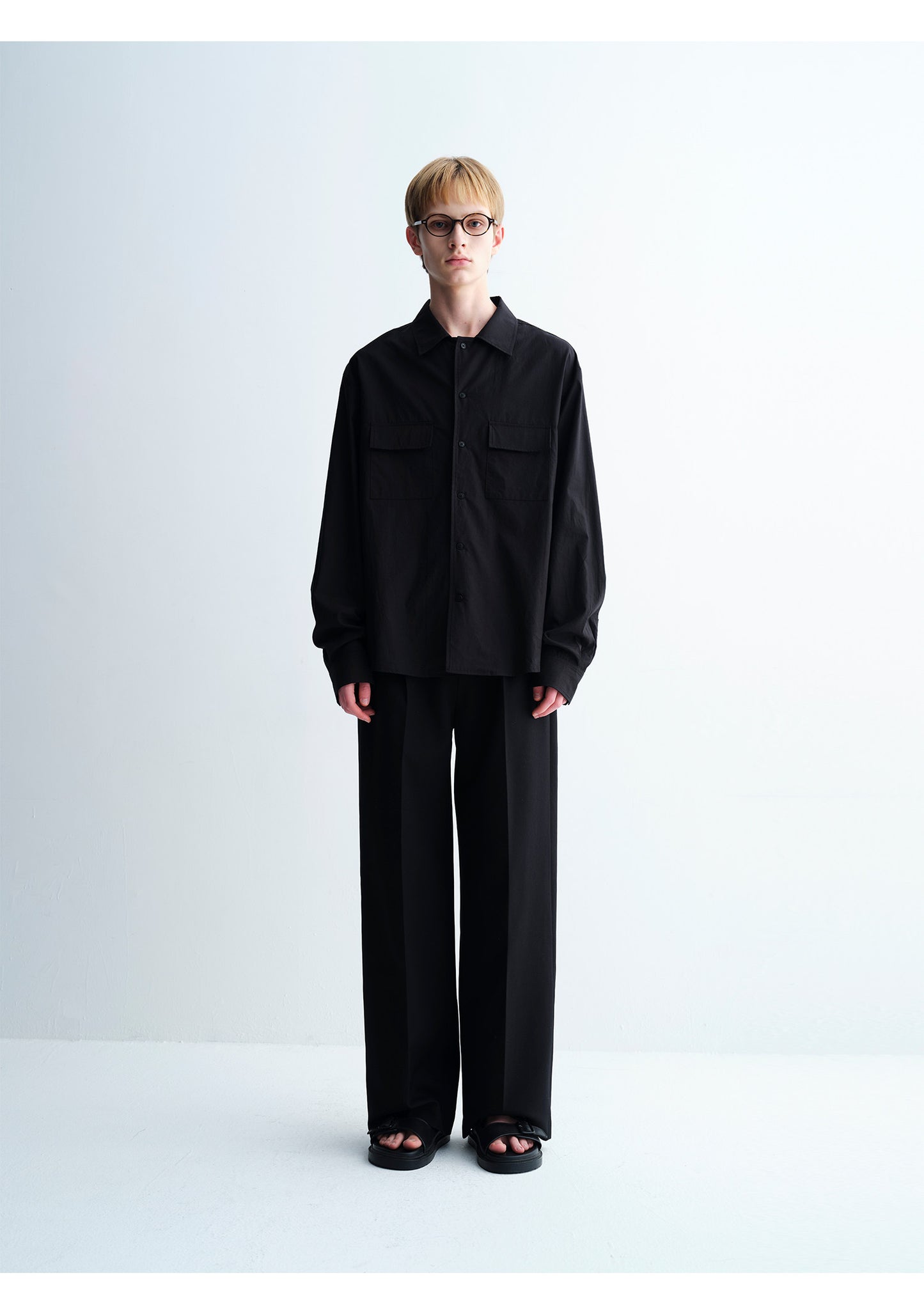 Double-Line Pleated Casual Pants