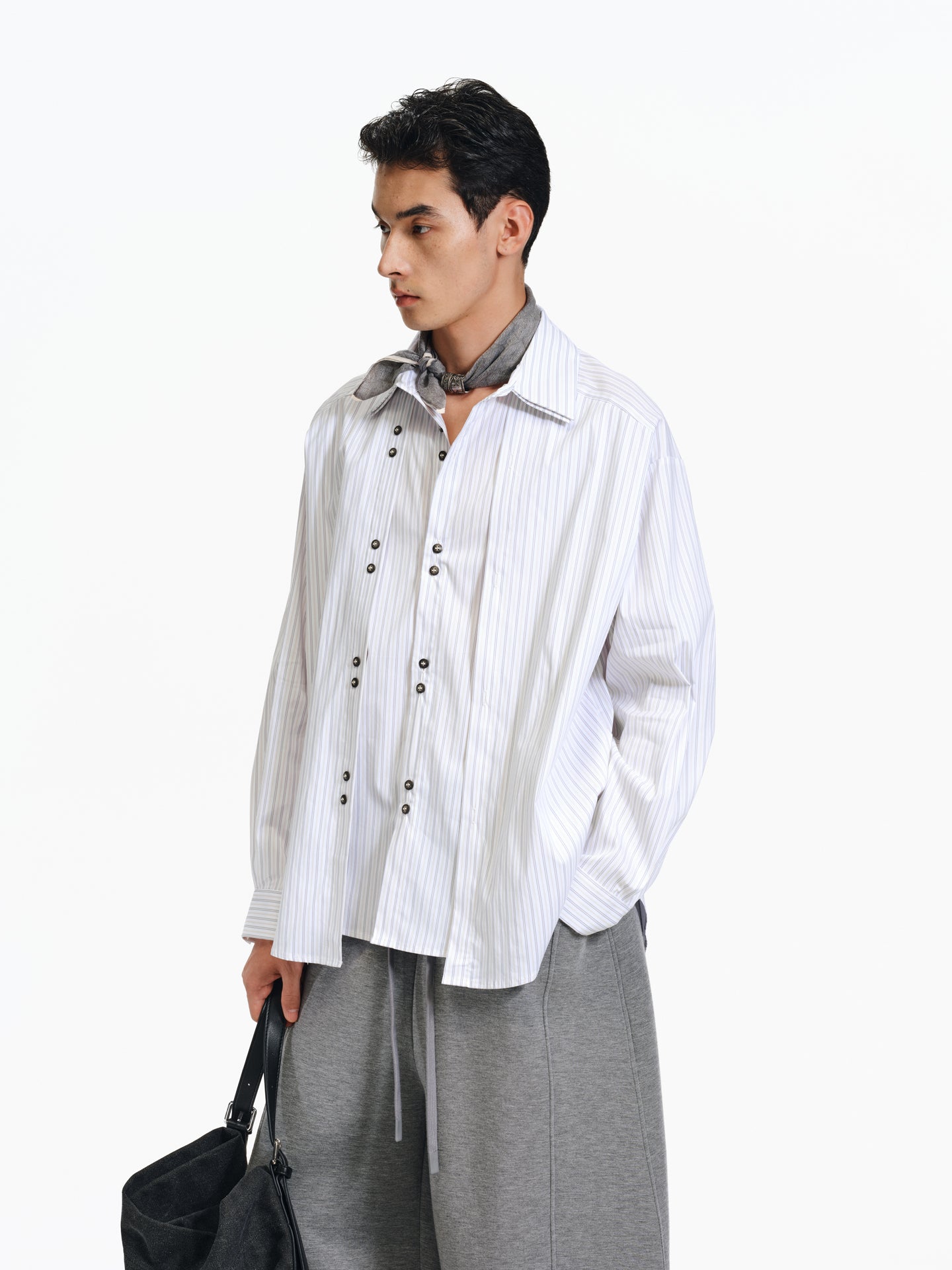 Double-breasted striped shirt