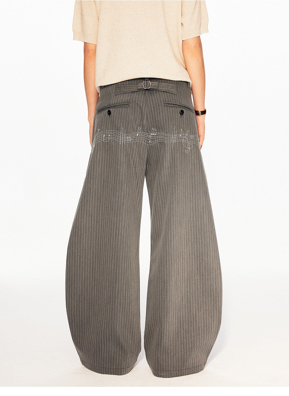 Retro Casual Pants with Embroidery