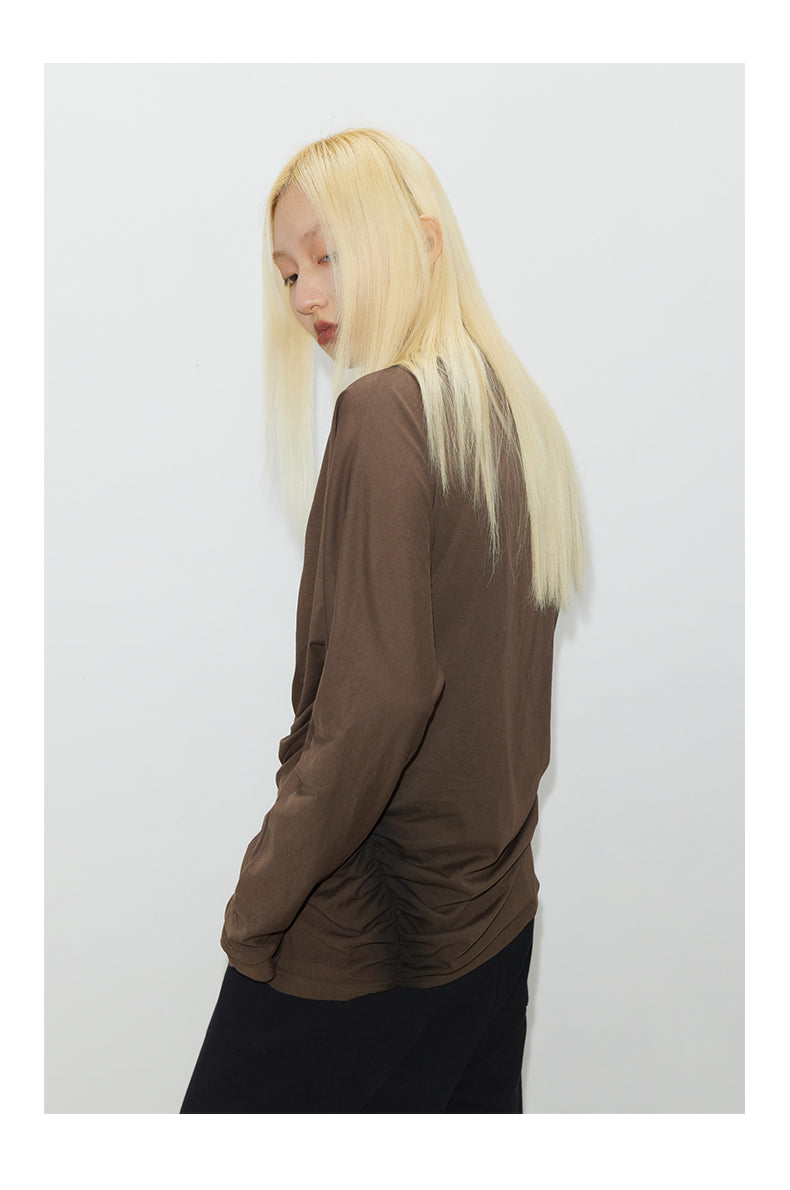 Pleated gathered T-shirt