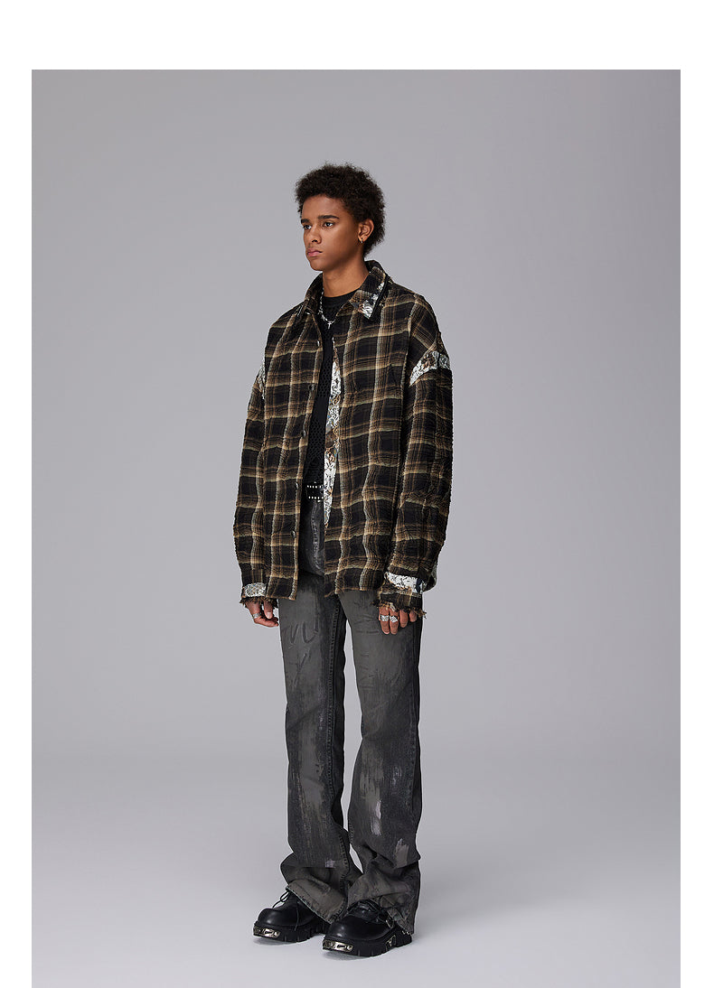 Checkered Splicing Shirt