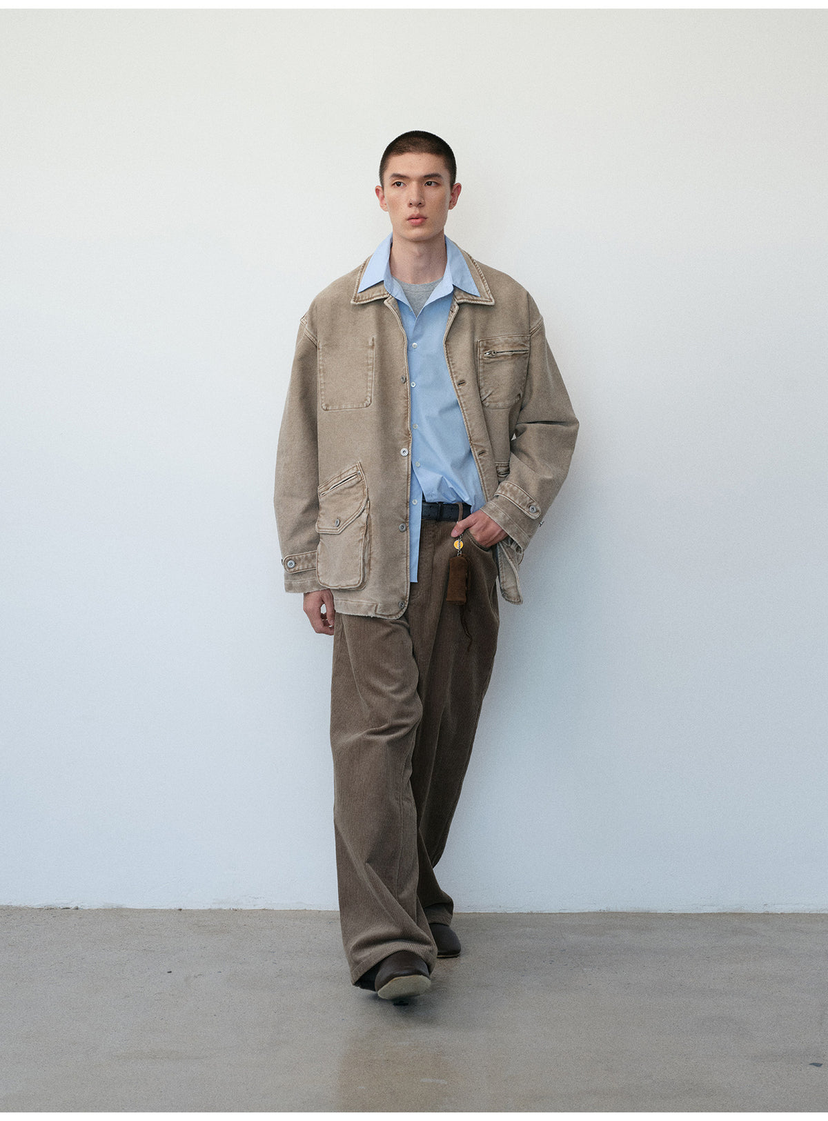 Two-Tone Wash Corduroy Casual Pants