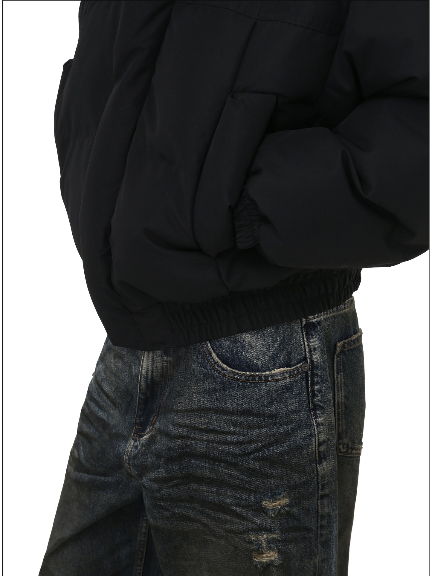 Unisex stand collar thick short jacket