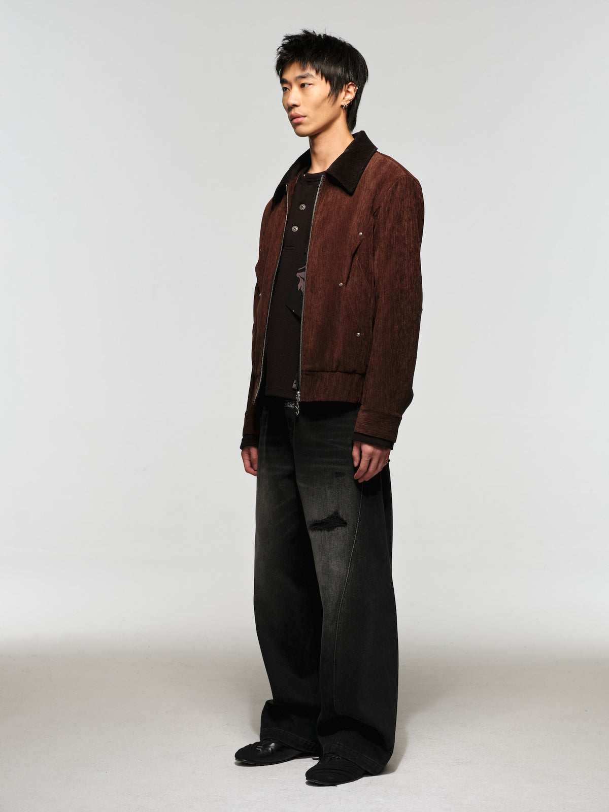 Cut Washed Black Vintage Jeans