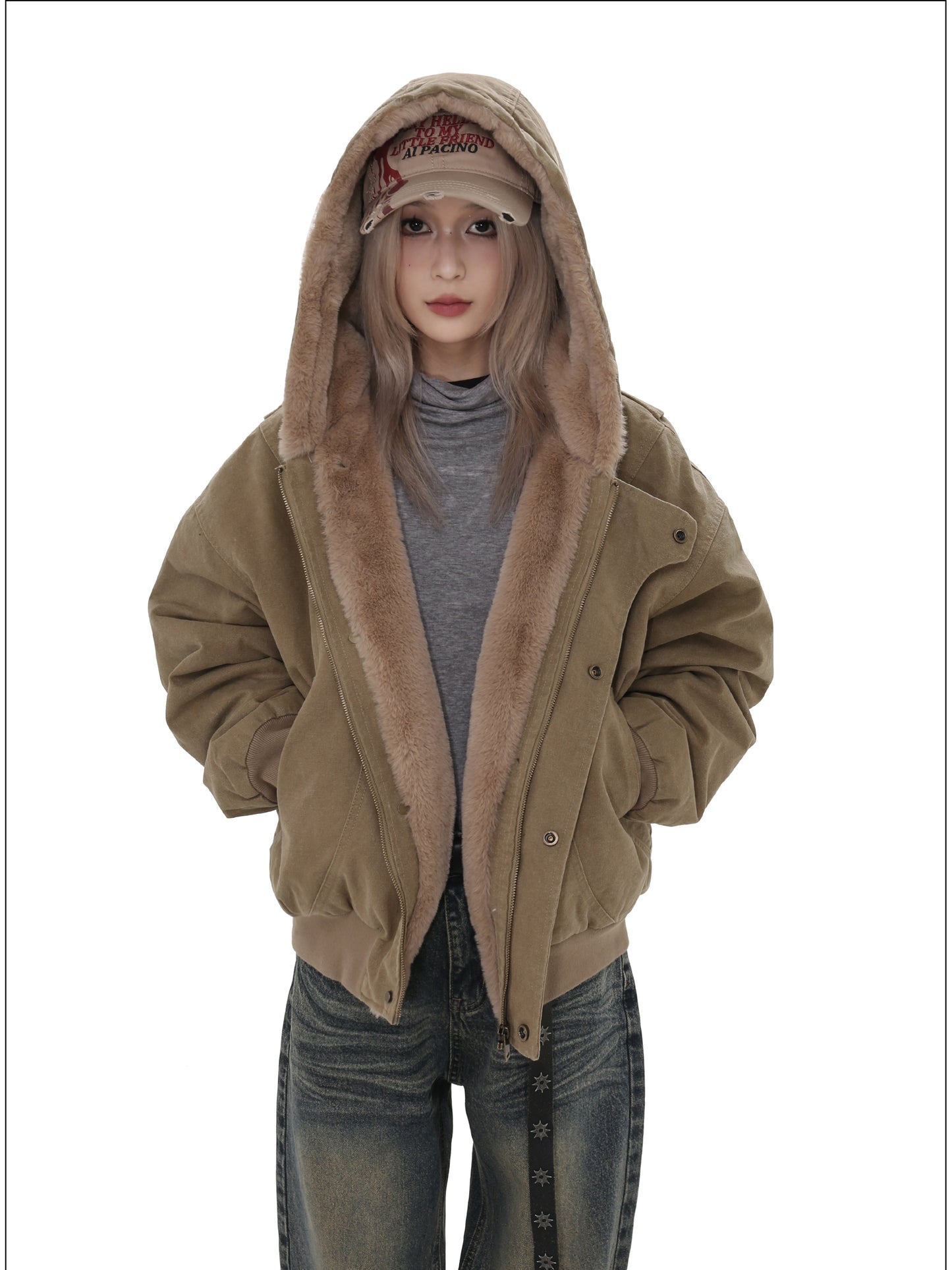 Heavyweight Hooded Velvet Denim Jacket