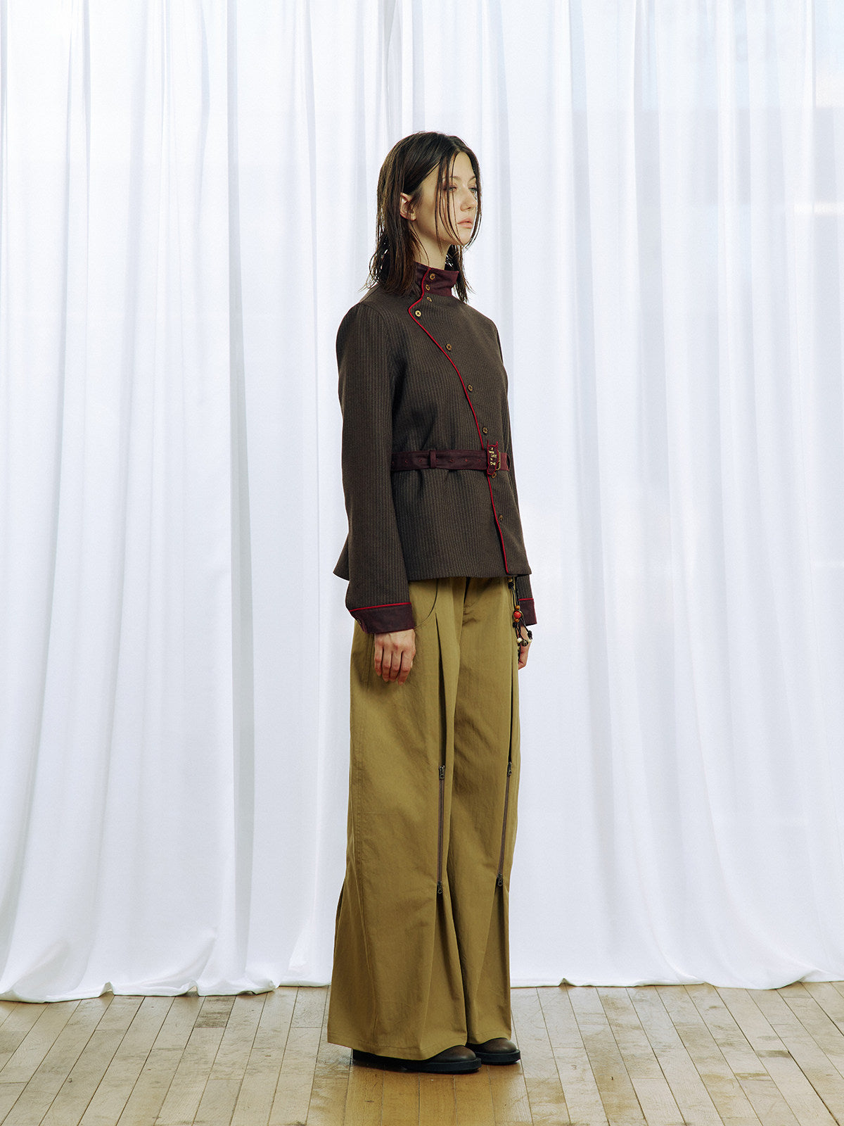 3D-Cut Double Zipper Casual Pants