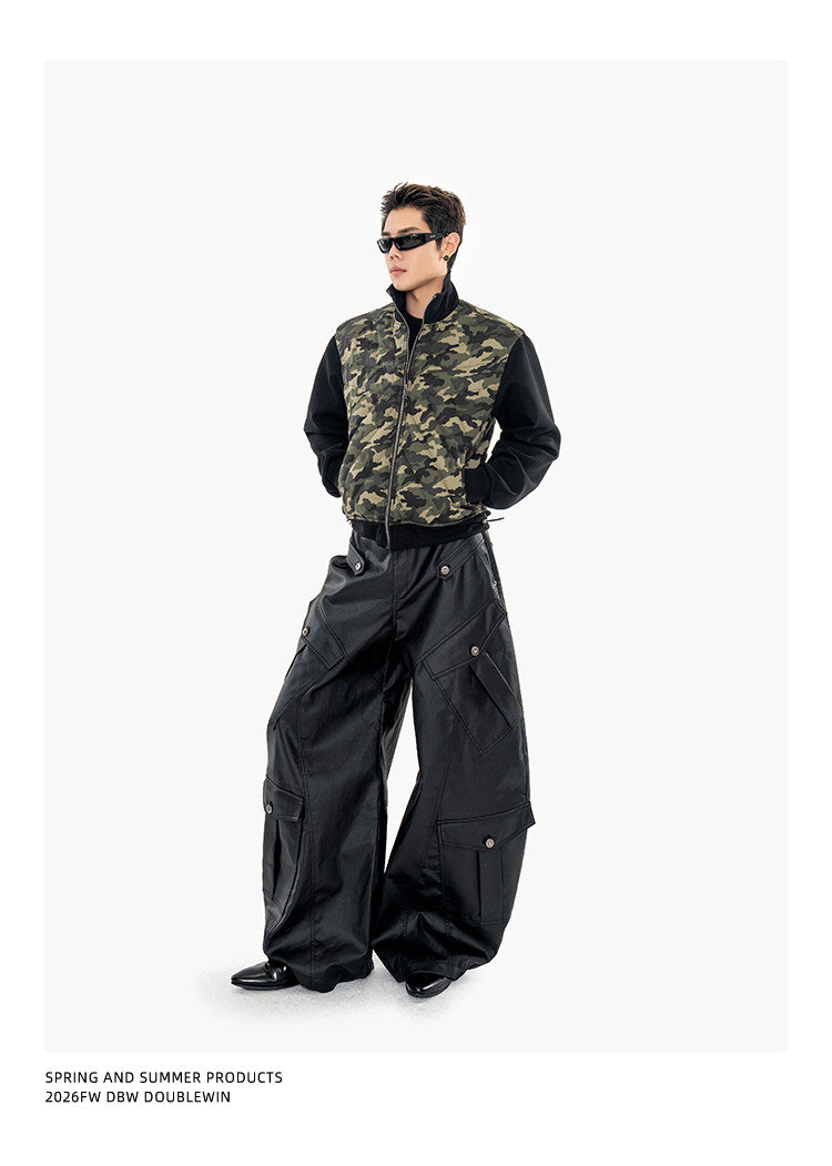Wax-Finished Multi-Pocket Work Pants