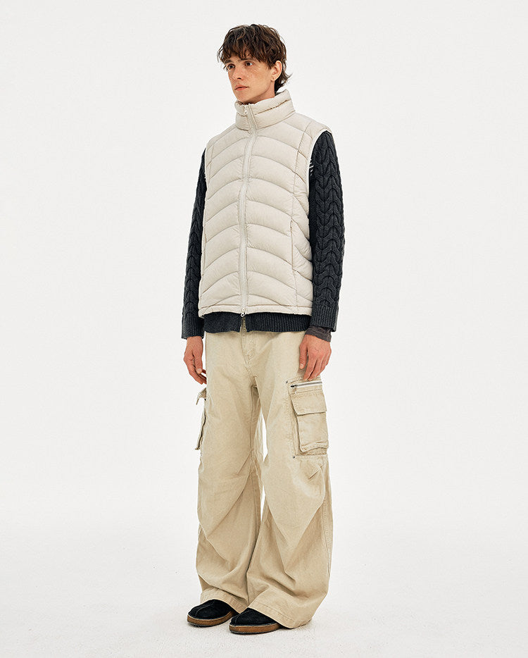 Simple Rib Collar Down Vest