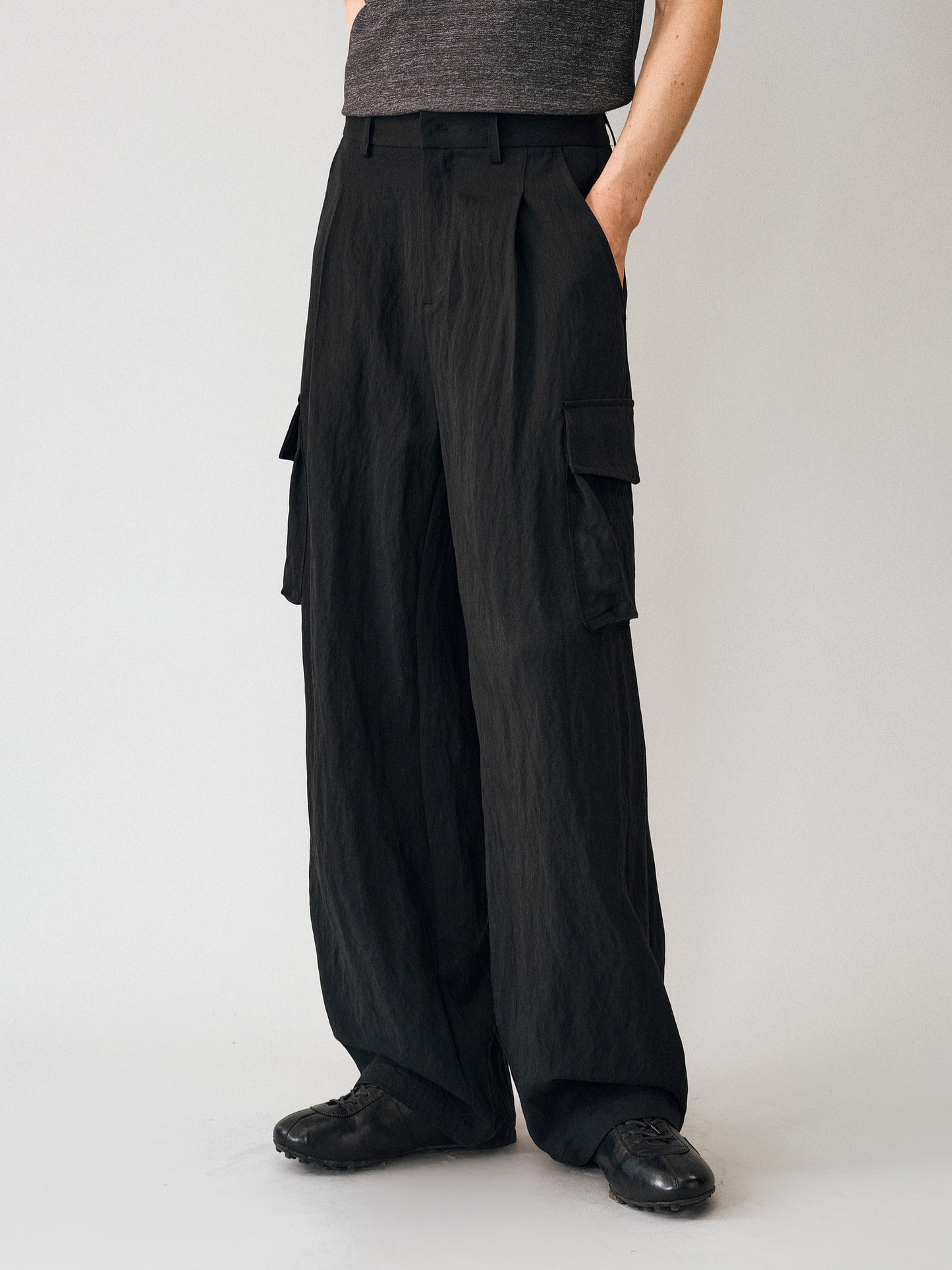 샤이니 배기 카고 팬츠