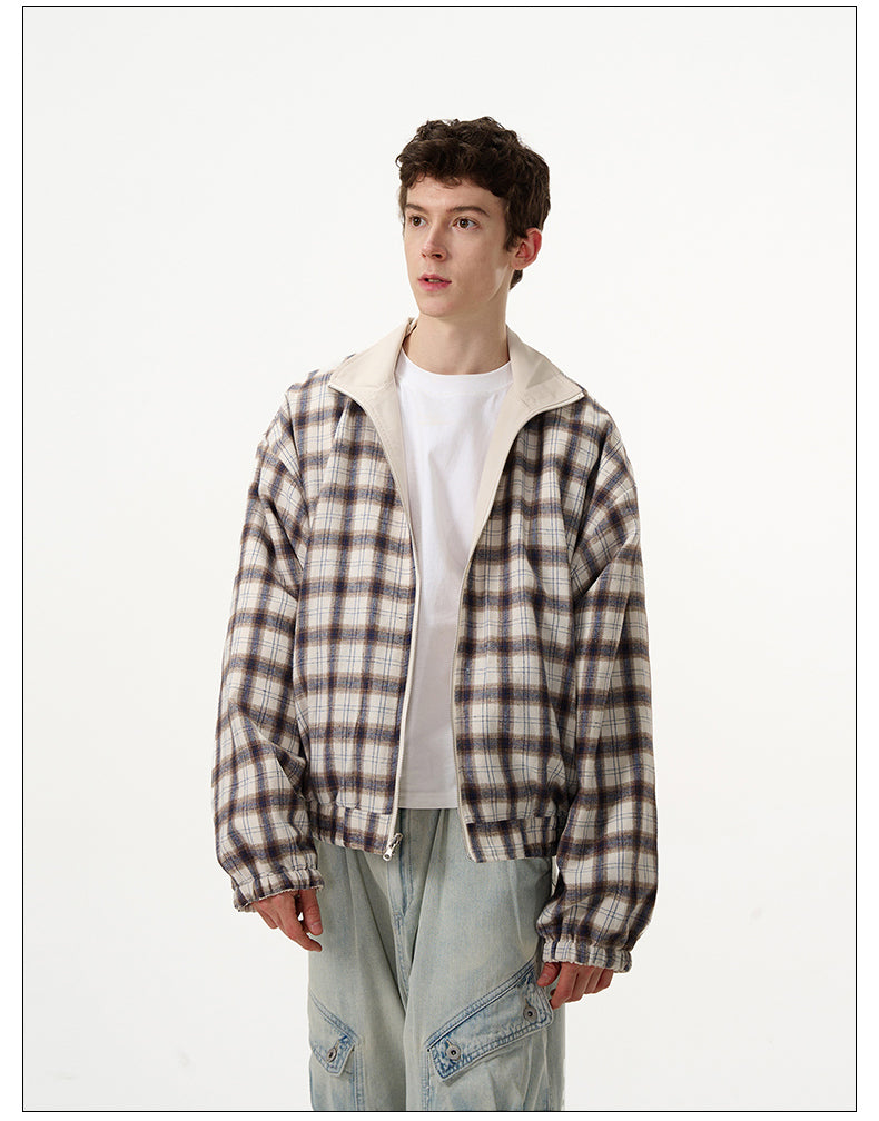 Loose Niche Reversible Plaid Jacket