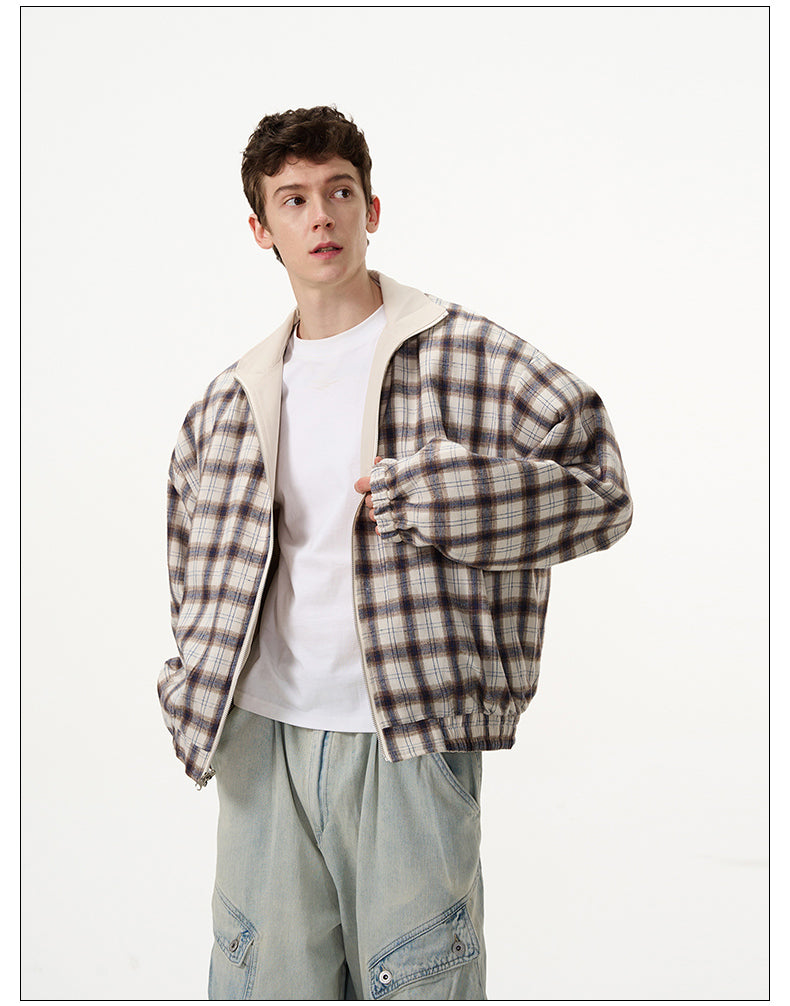 Loose Niche Reversible Plaid Jacket