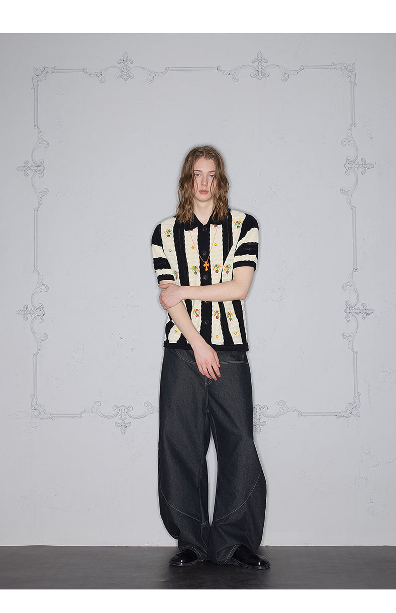 Embroidered knit polo shirt