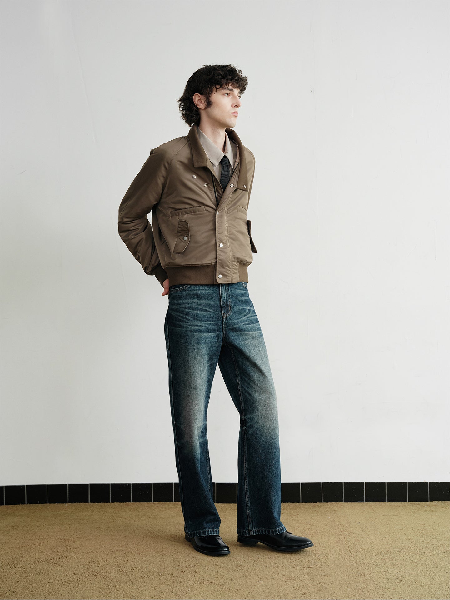 Half-lapel bomber jacket