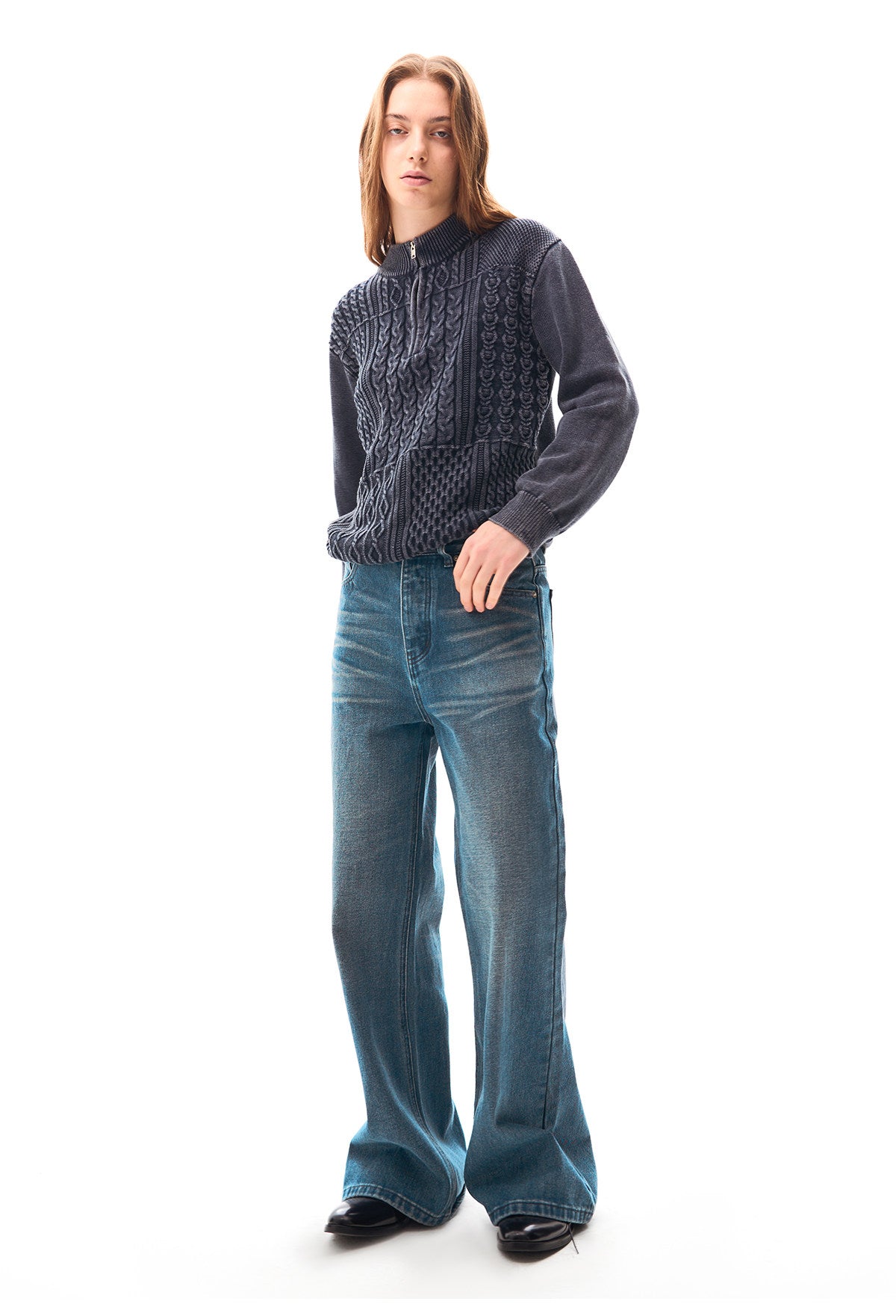 Vintage-washed jeans