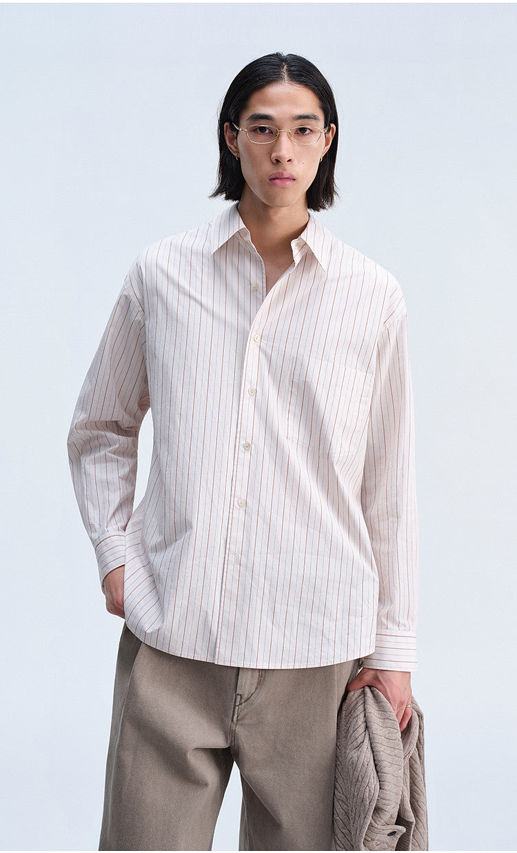Casual Shirt with Color-Woven Stripes