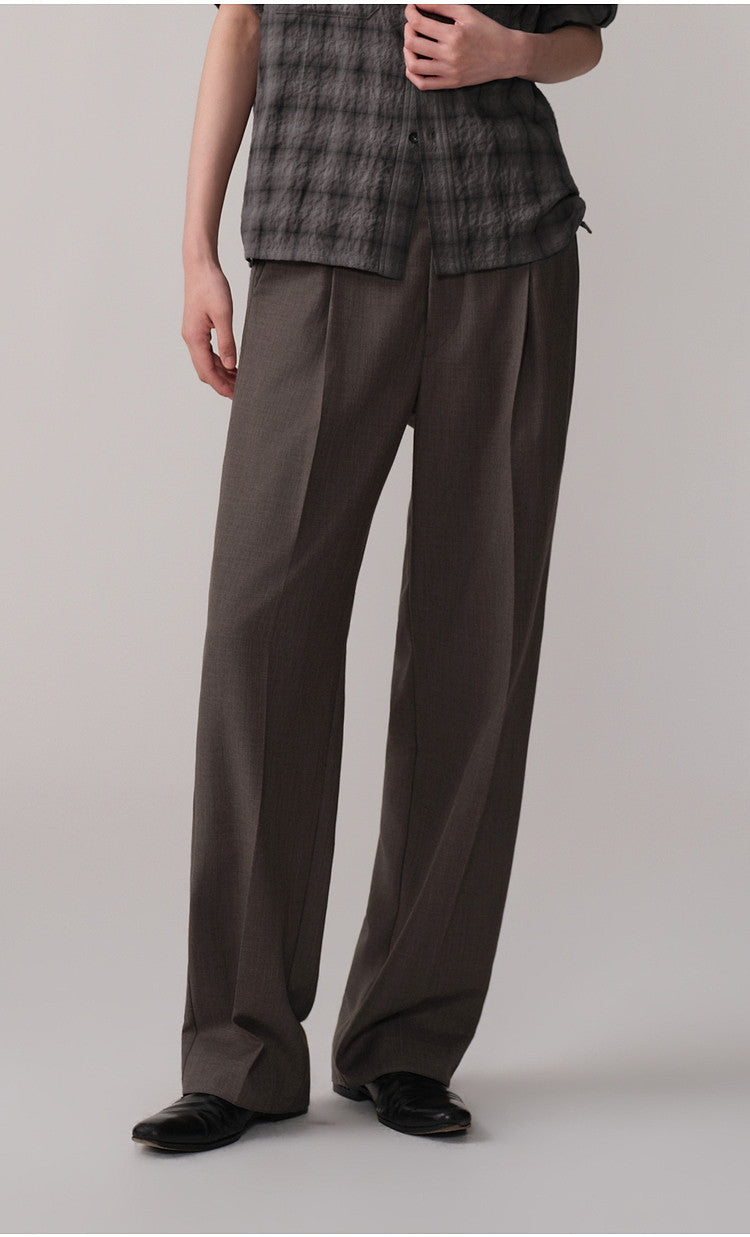 Pleated Oak Waist Casual Pants