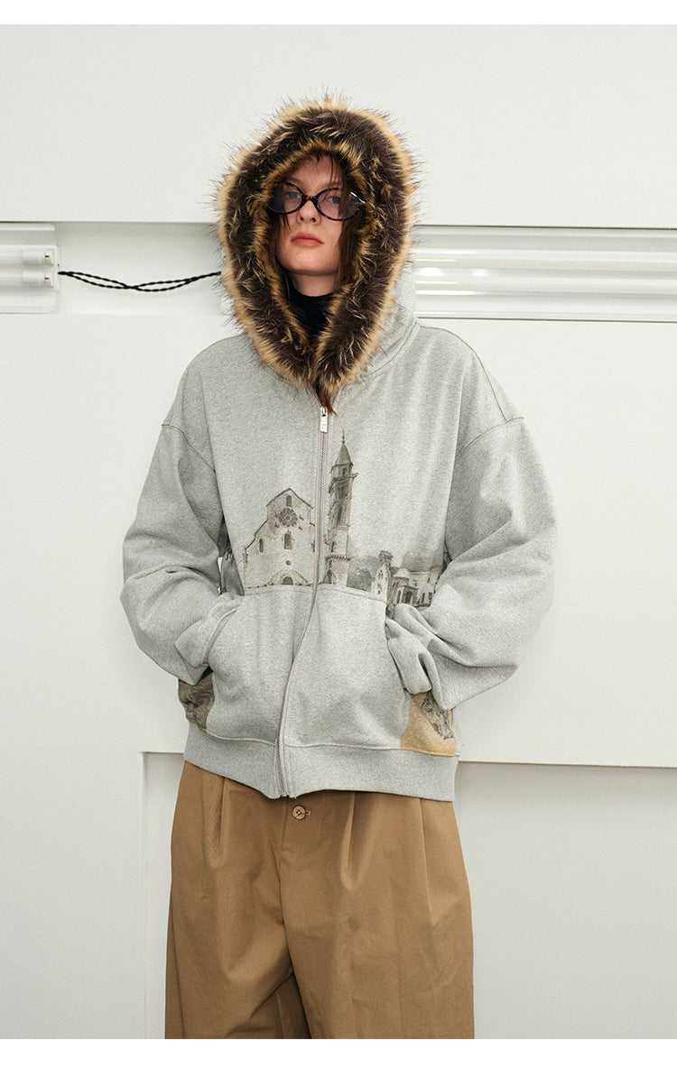 Sweatshirt with detachable collar hood