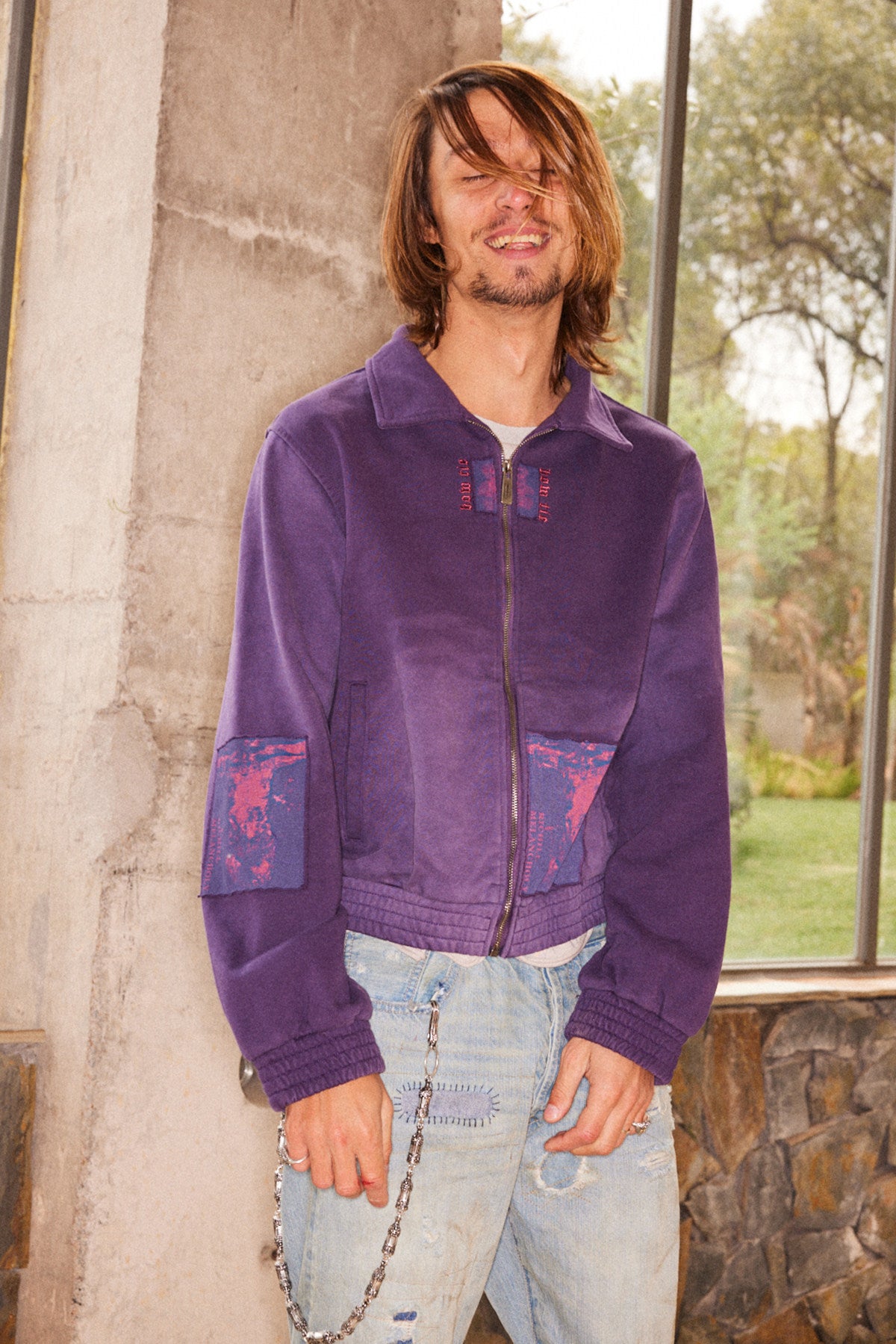 Appliqué Print Washed Sweatshirt