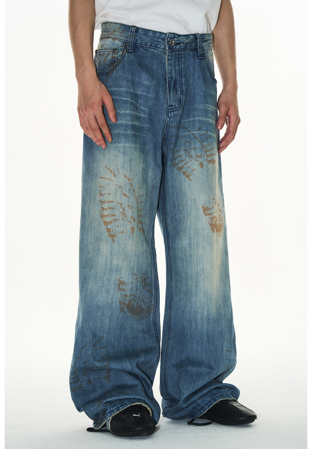 Footprint Denim Pants