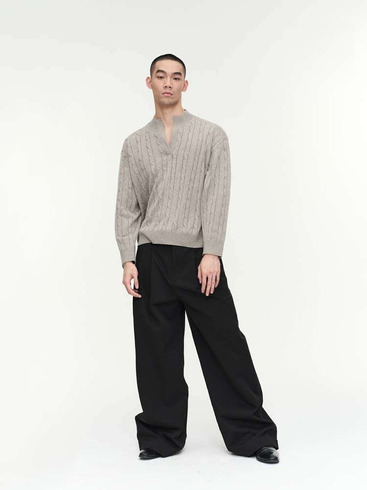 Carded Wool Cable Sweater