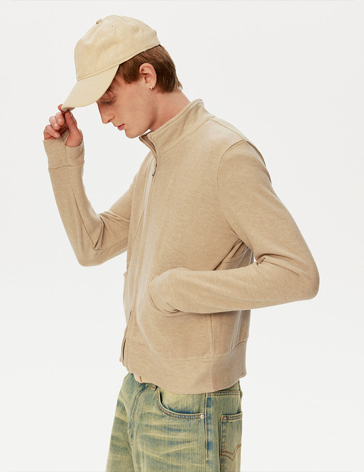 Stand-collar cropped sweatshirt