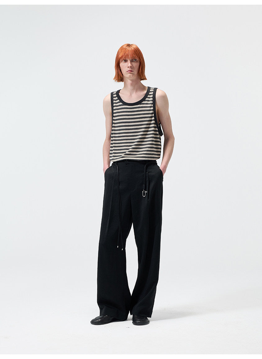 Casual Pants with a Partial Elastic Waistband