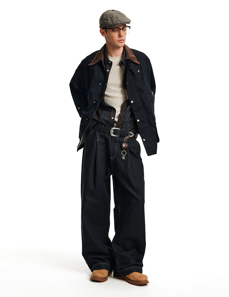 Patchwork Corduroy Collar Jacket