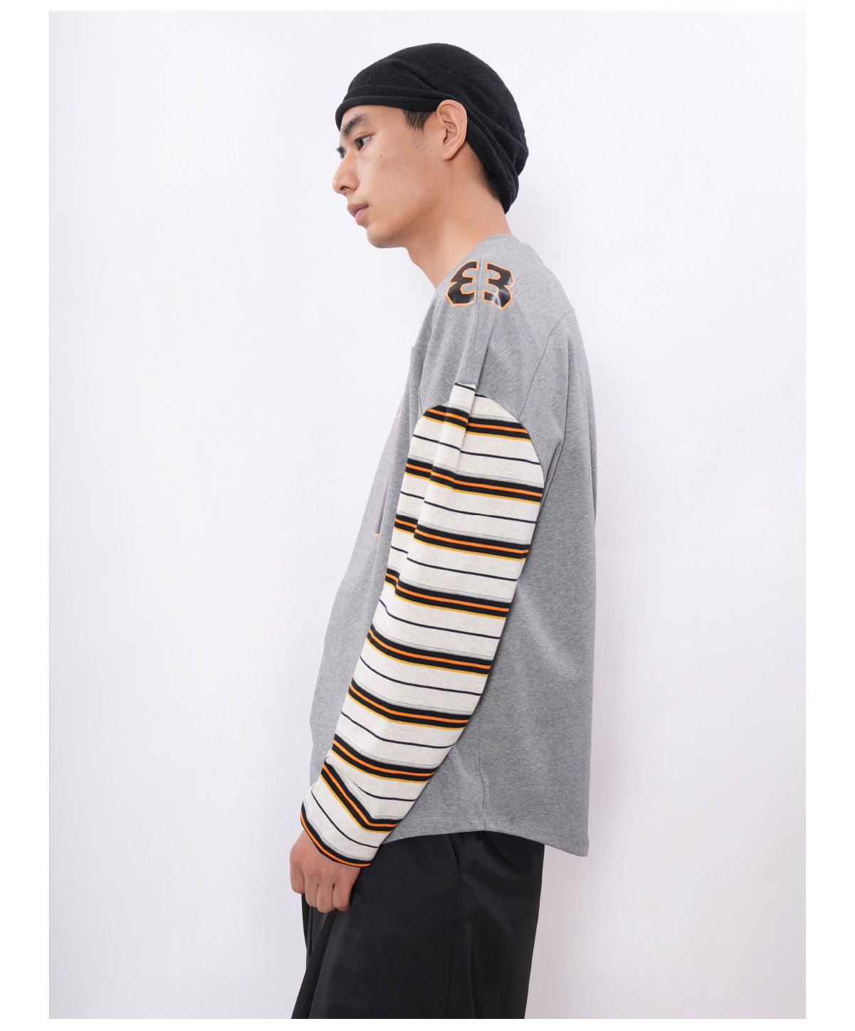 Printed Drop-Shoulder Striped T-Shirt