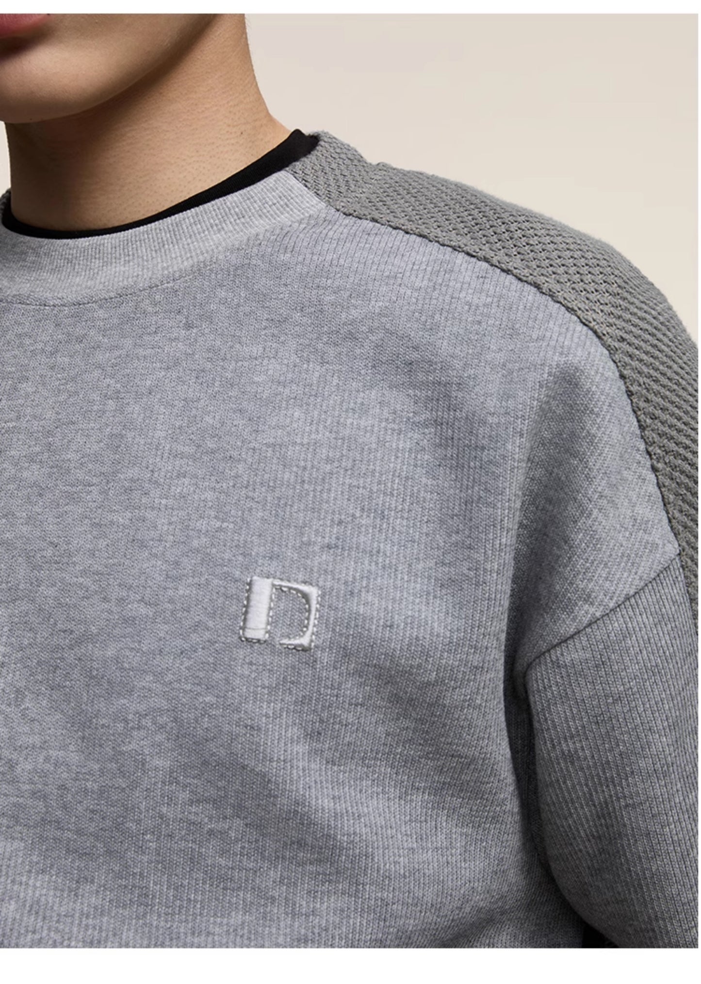 Sweatshirt with 3-D Contrast Logo Stitching