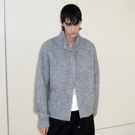 Stand collar cardigan