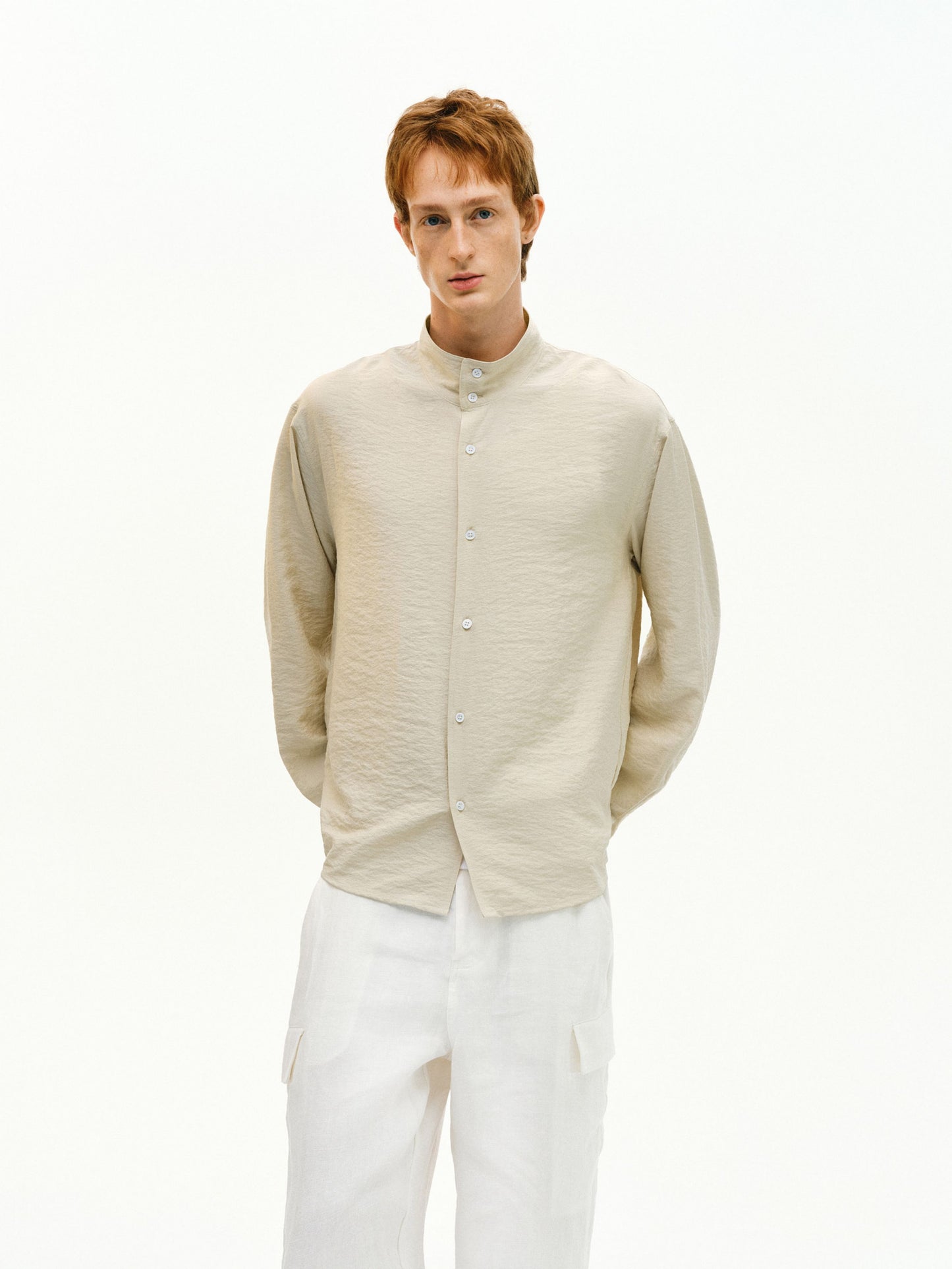 Silk Stand Collar Shirt