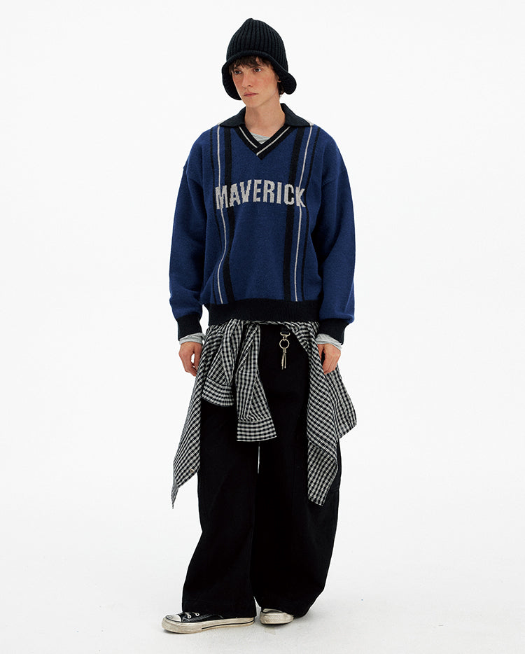 Color Block Letter Print Sweater