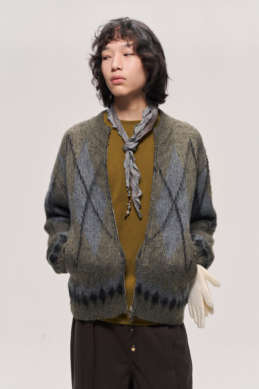 Fair Isle Wool Blend Zip Cardigan