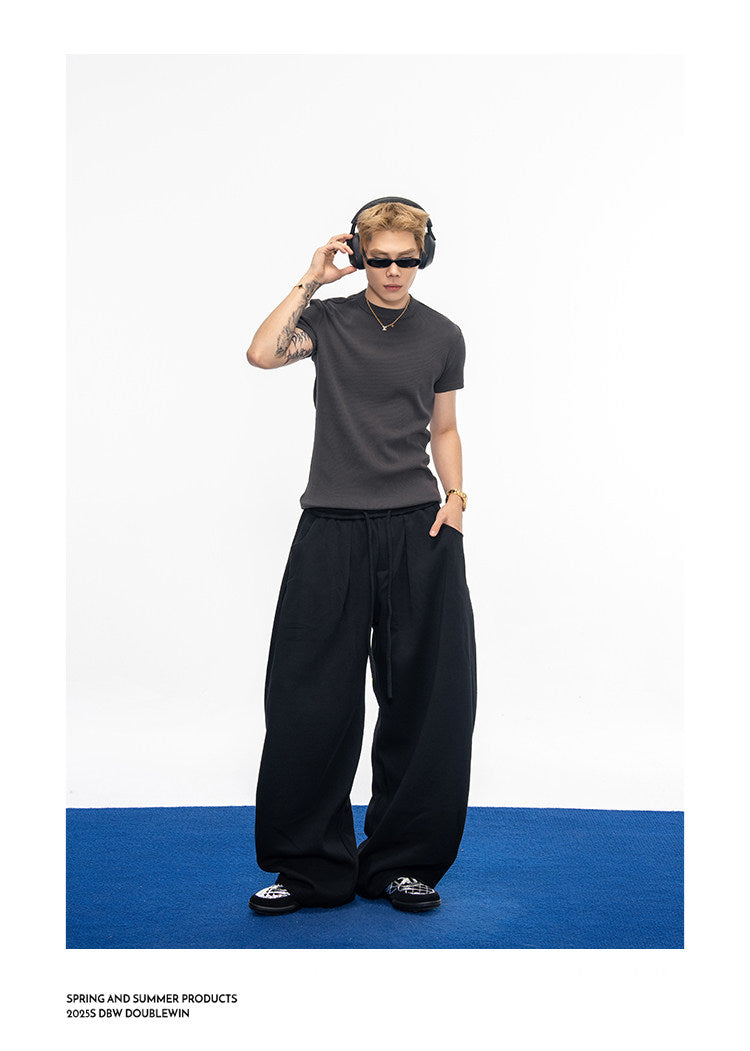 Casual Wide-Leg Sweatpants with Drawstring