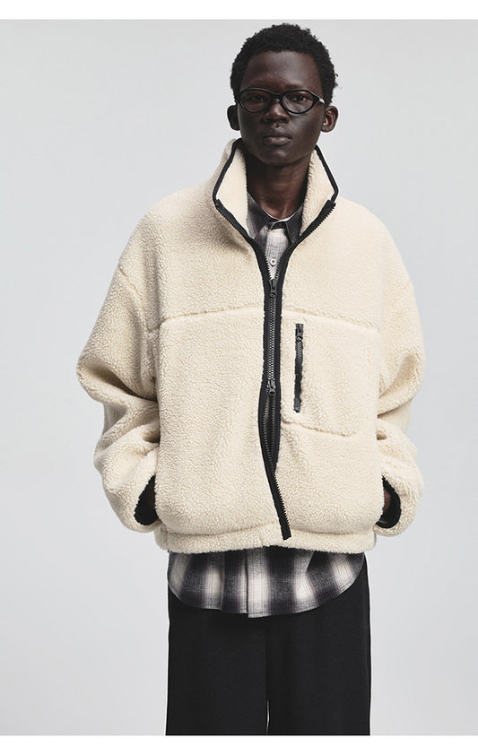 Multi-Pocket Short Fleece Jacket