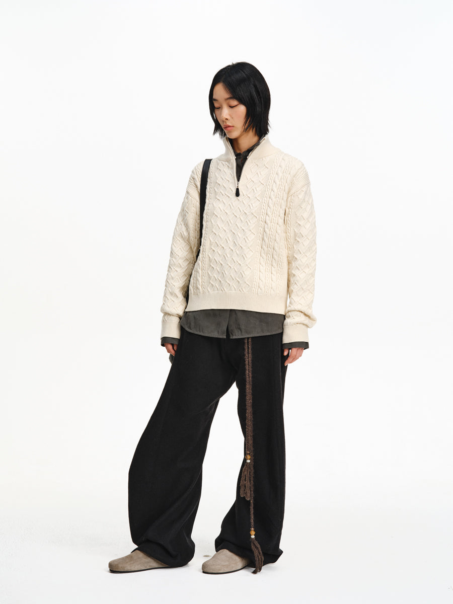Stand Collar Half-Zip Sweater