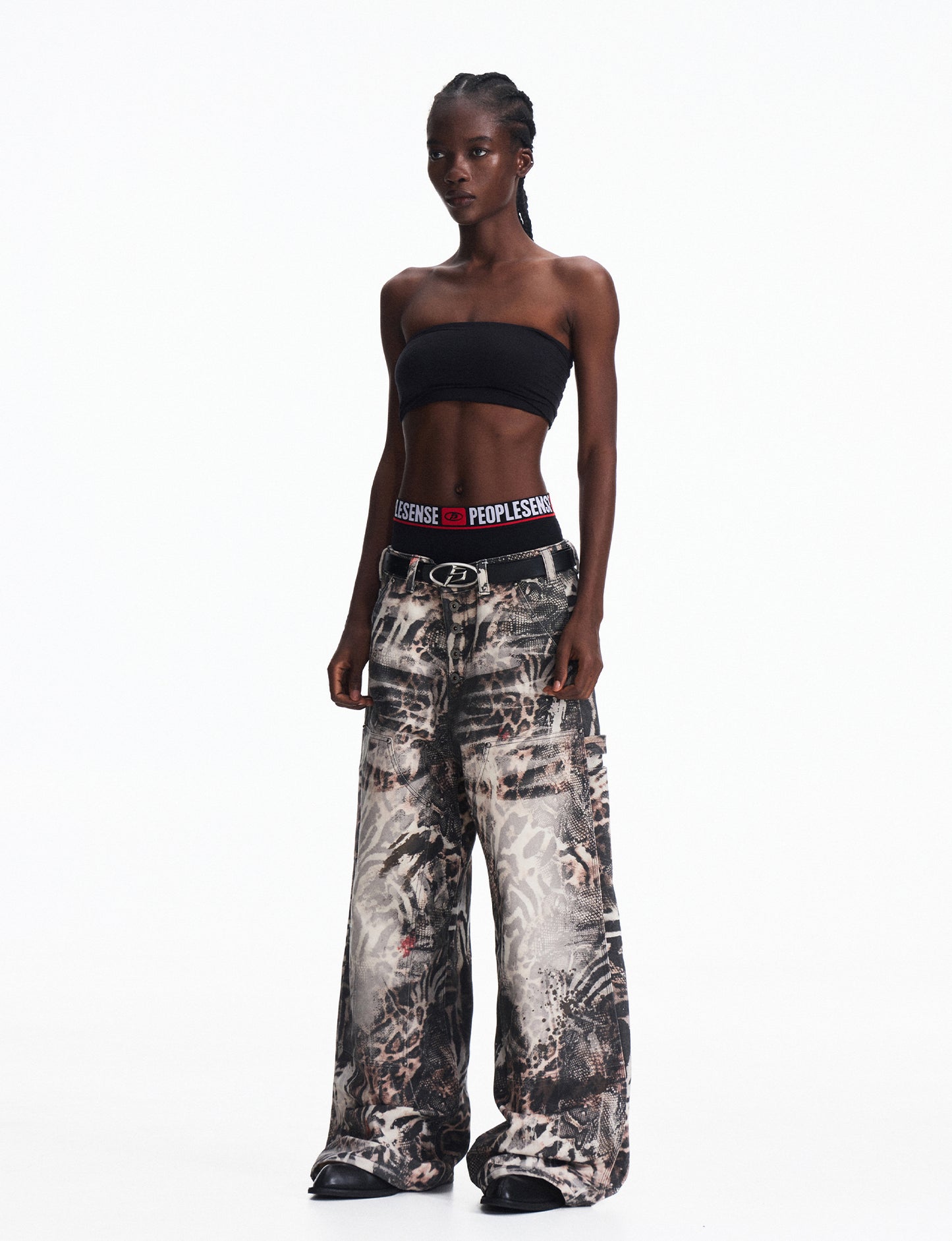 Gradient Zebra Print Jeans