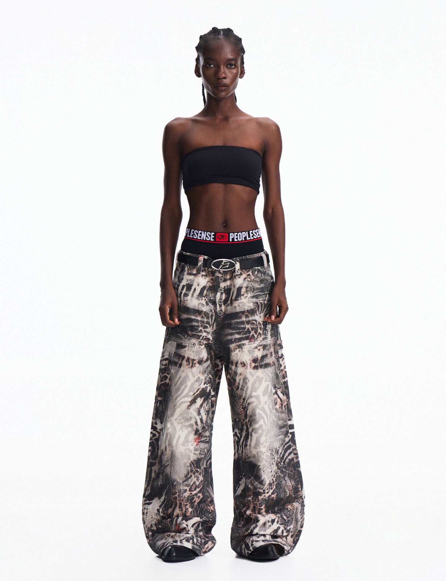 Gradient Zebra Print Jeans