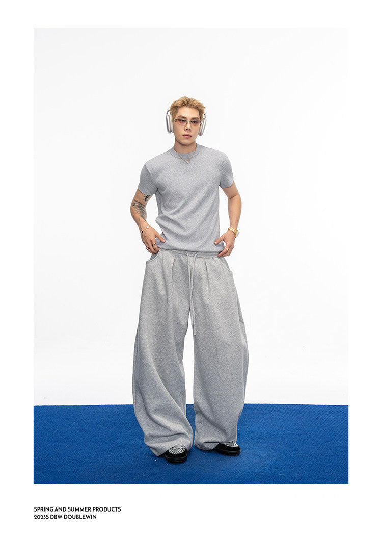 Casual Wide-Leg Sweatpants with Drawstring