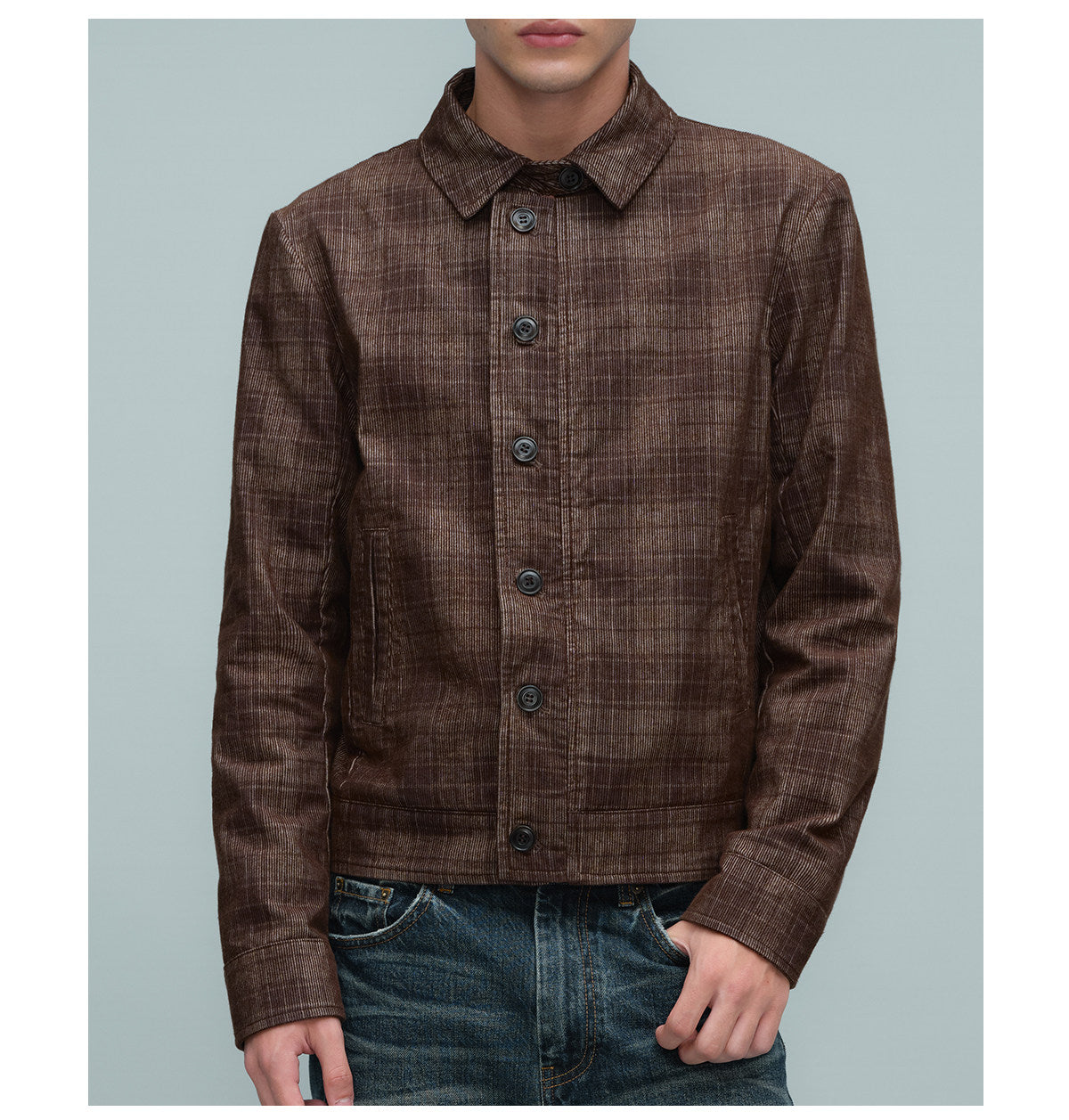 Checkered Corduroy Harrington Jacket