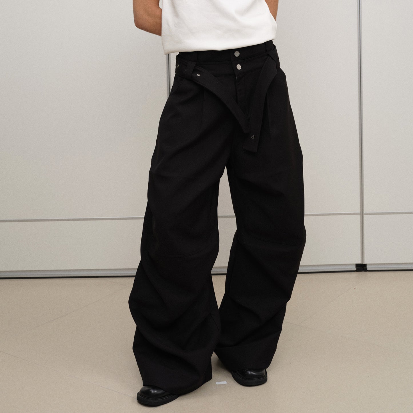 Double Waist Belt Casual Pants