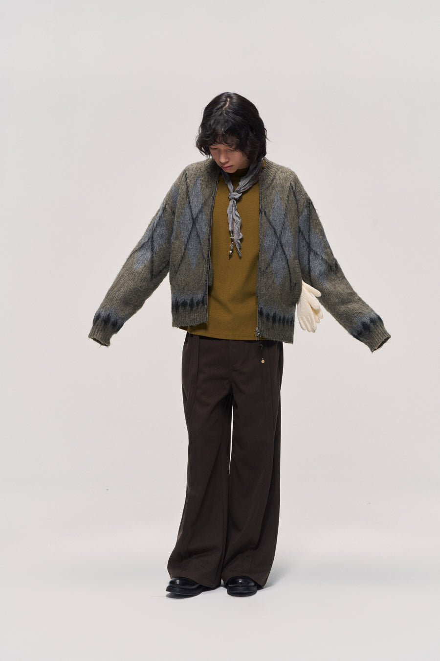 Fair Isle Wool Blend Zip Cardigan