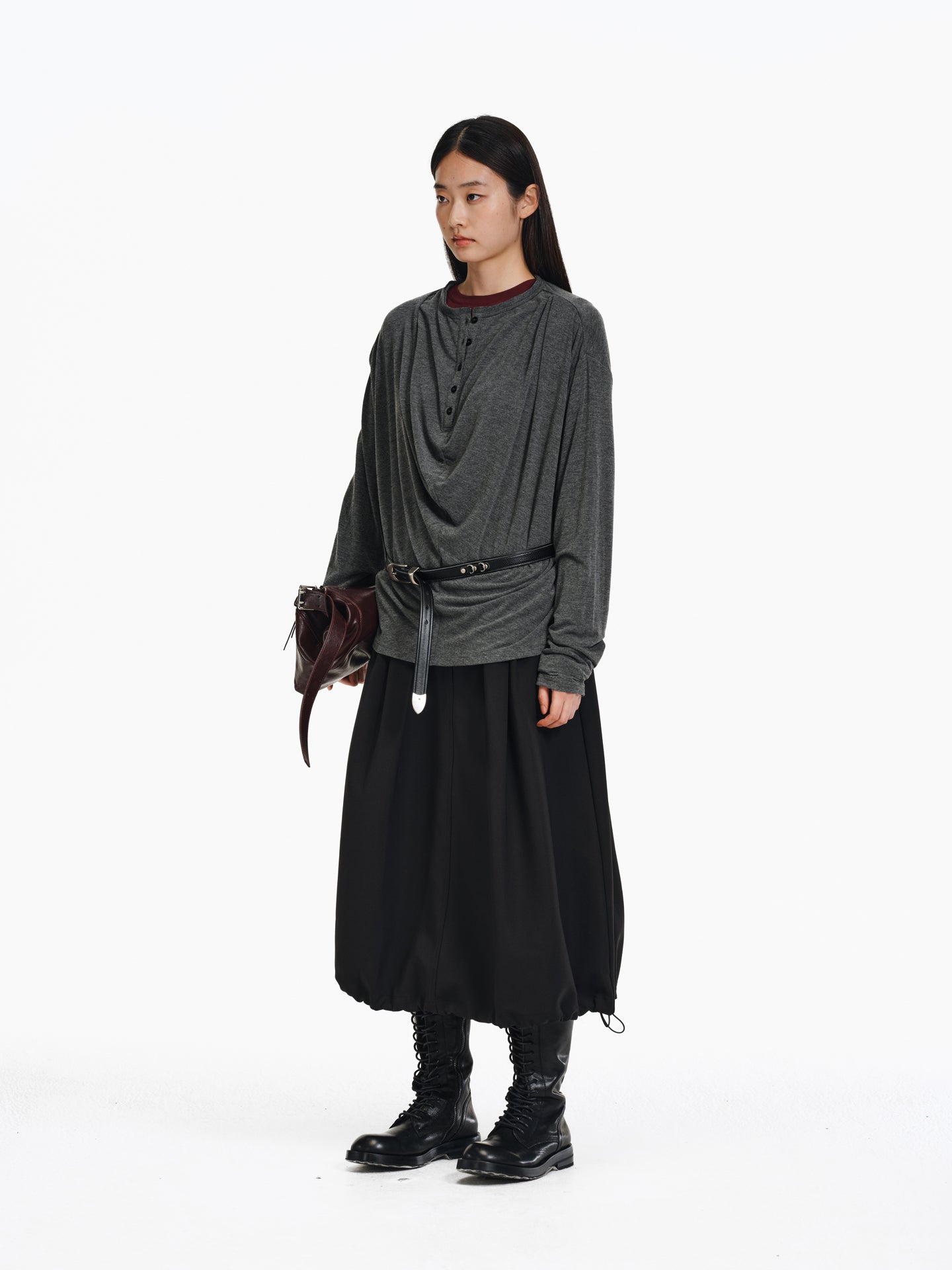 Pleated Collar T-Shirt