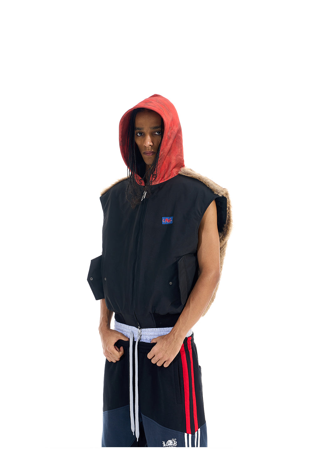 Patchwork Hooded Vest