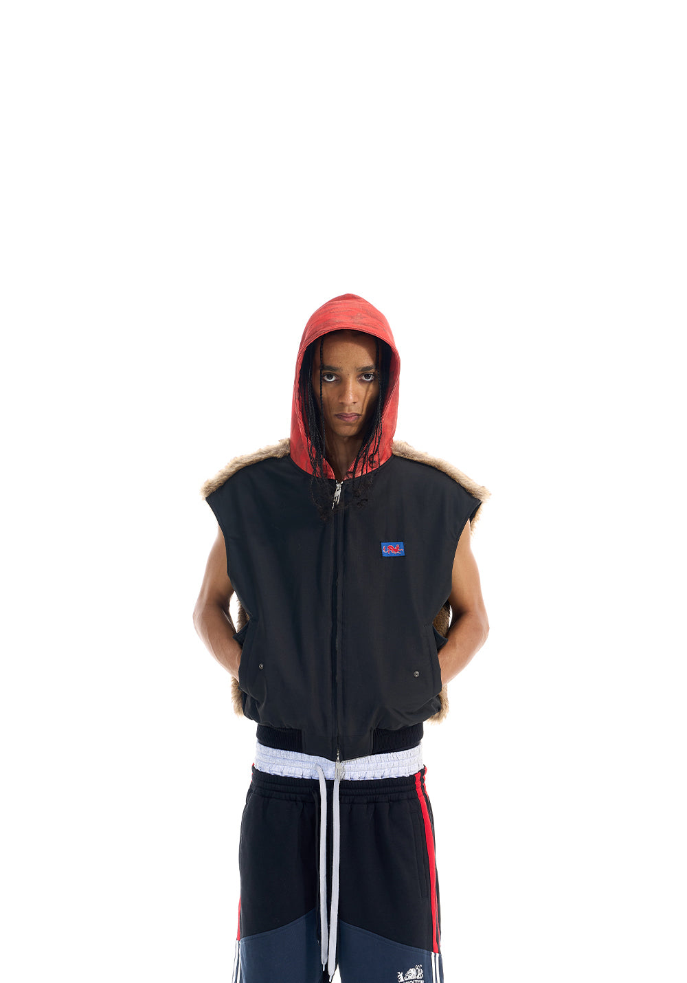 Patchwork Hooded Vest