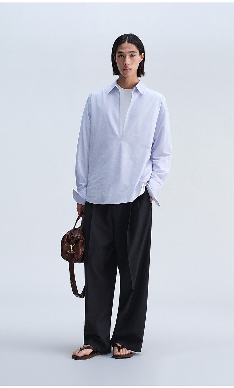Vintage-Cut Drape Blend Casual Pants