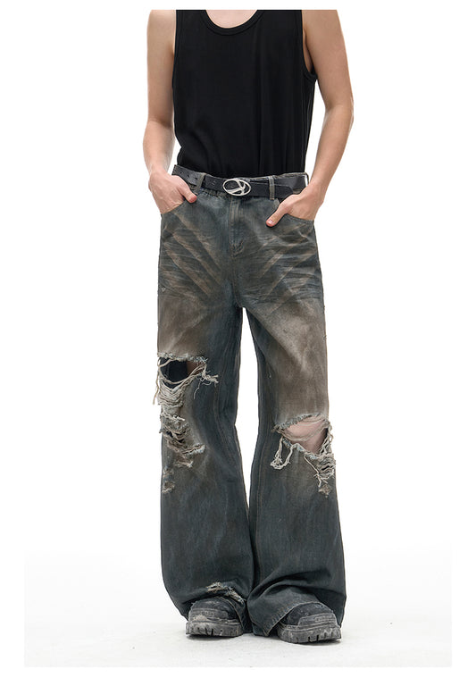 Loose Wide Leg Mud Dyed Jeans