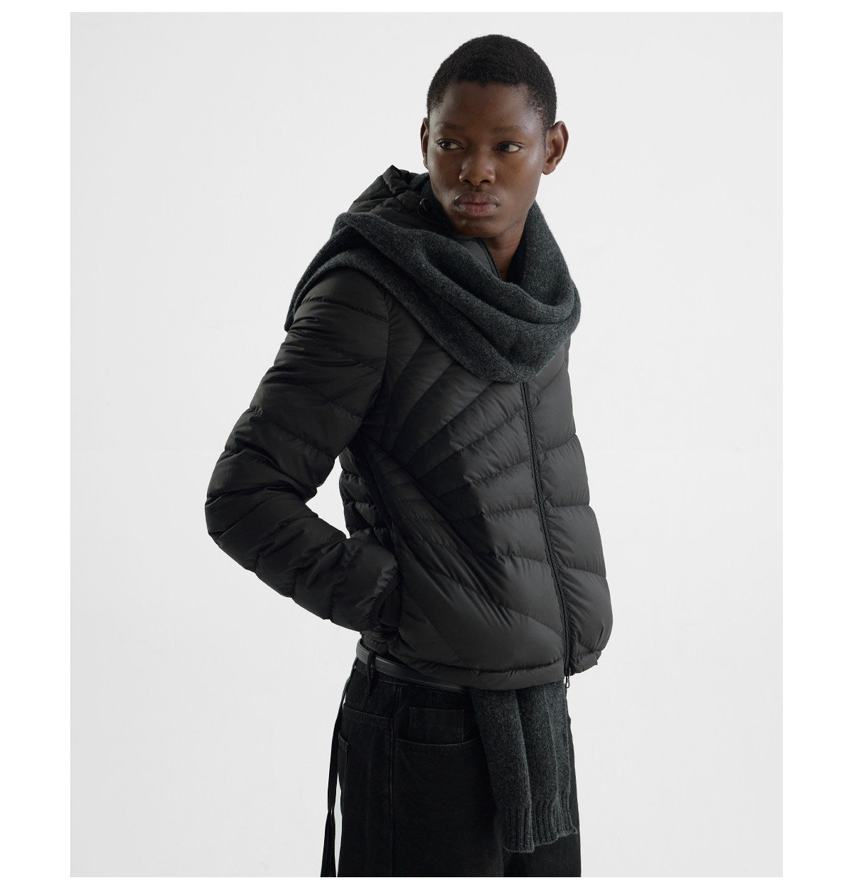 Embossed Straight-Line Quilted Down Jacket